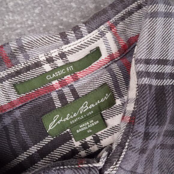 Eddie Bauer Classic Fit Plaid XL Multicolor Long Sleeve Collared Flannel Shirt - Picture 5 of 10